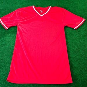 Alleson Athletic Red V Neck Short Sleeve‎ Jersey Shirt Adult XS